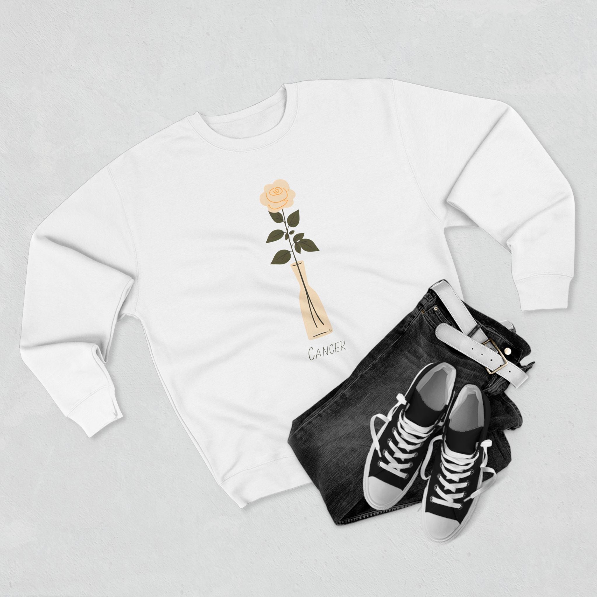 Give Me My Flowers Cancer Crewneck Off White